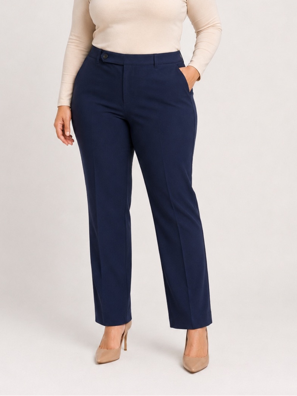 Lauren Ralph Lauren Adelle Navy Blue Straight Leg Pants Size 14